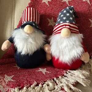 Pair of Patriotic plush gnomes.